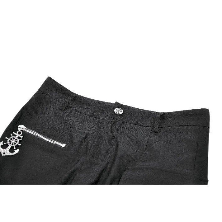 Punk-Shorts für Damen mit großer Tasche und Reißverschluss sowie Beingurt