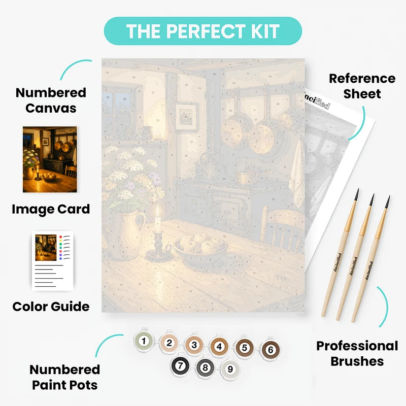 Copper Pots by Candlelight - Paint by Numbers Kit