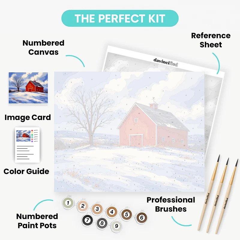 Winter Red Barn - Paint by Numbers Kit