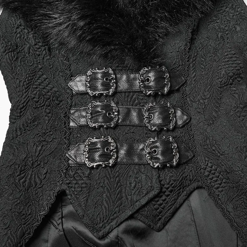 Gothic-Jacquard-Weste mit Schwalbenschwanz und Schnalle für Damen