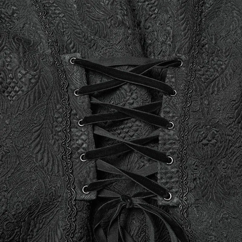 Gothic-Jacquard-Weste mit Schwalbenschwanz und Schnalle für Damen