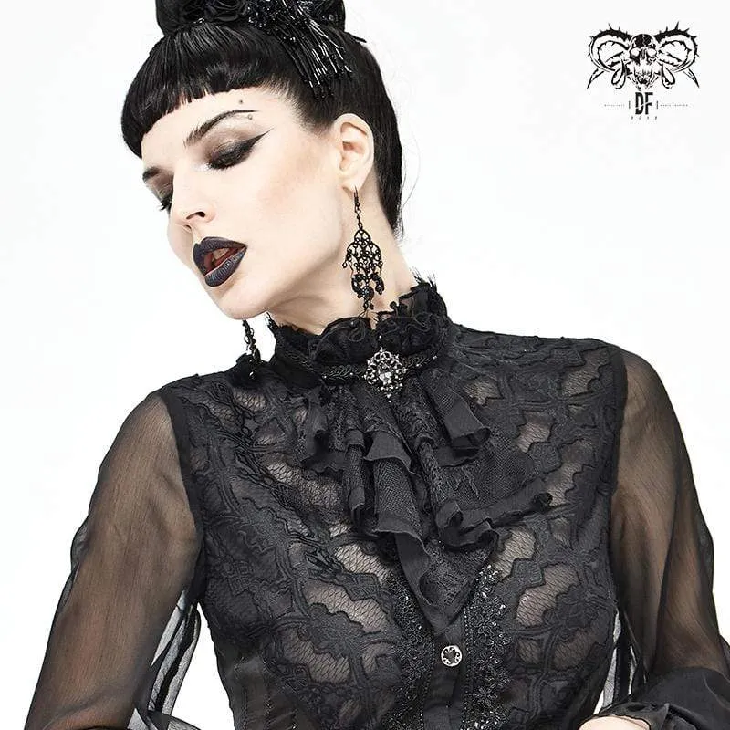 Damen Gothic Lace Multilayer Schwarz Neckwear