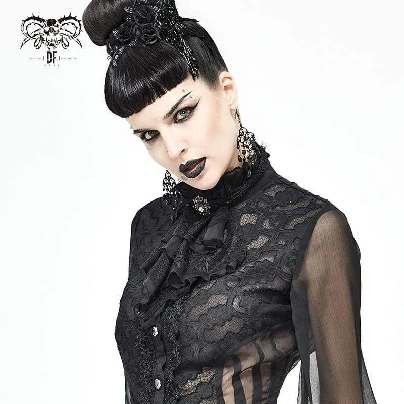 Damen Gothic Lace Multilayer Schwarz Neckwear