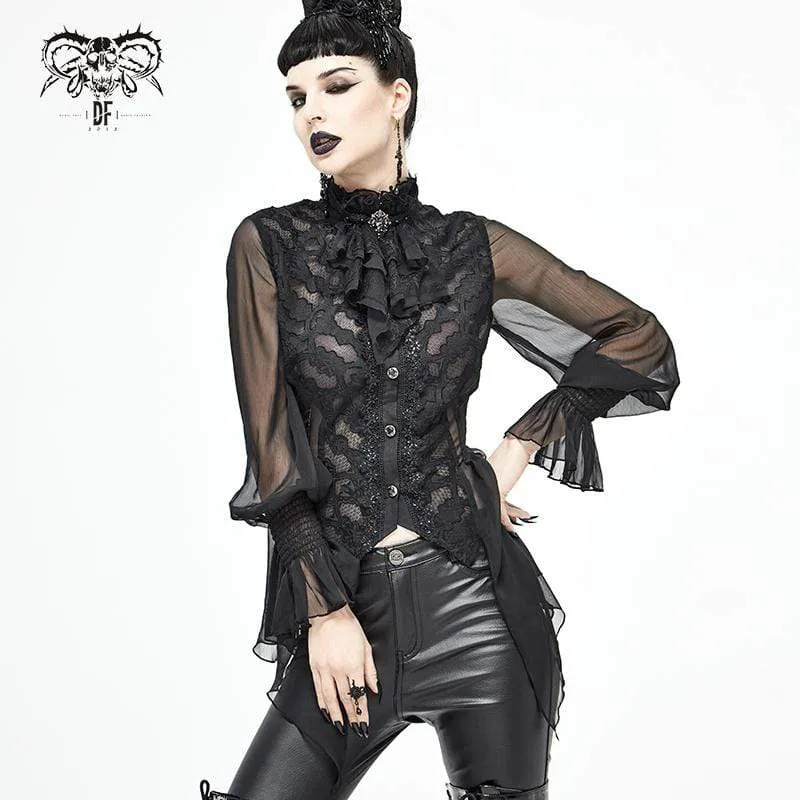 Damen Gothic Lace Multilayer Schwarz Neckwear