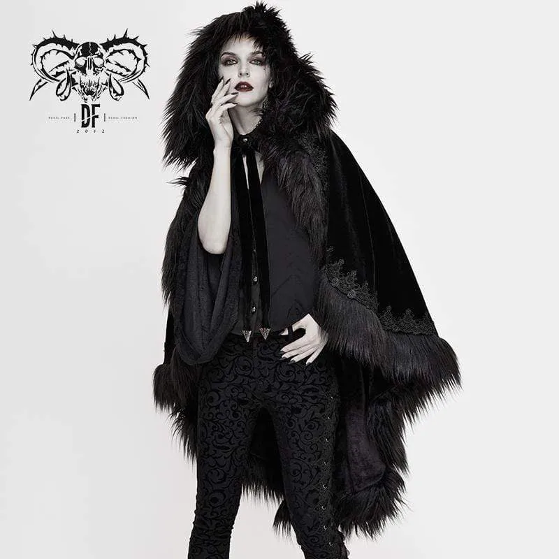 Damen Gothic Kunstpelz Velet Umhänge