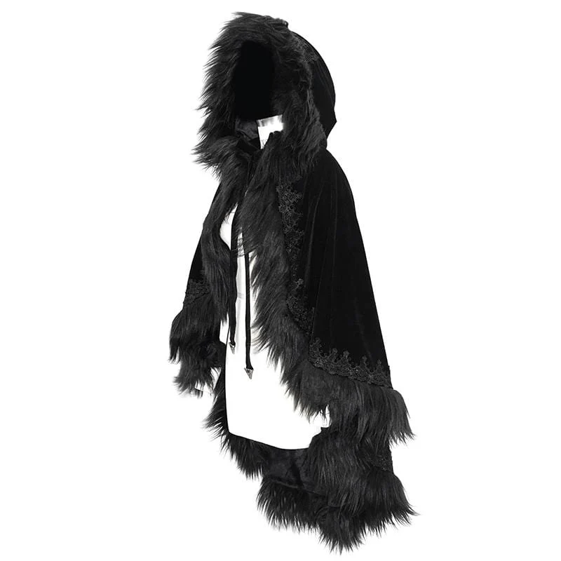 Damen Gothic Kunstpelz Velet Umhänge