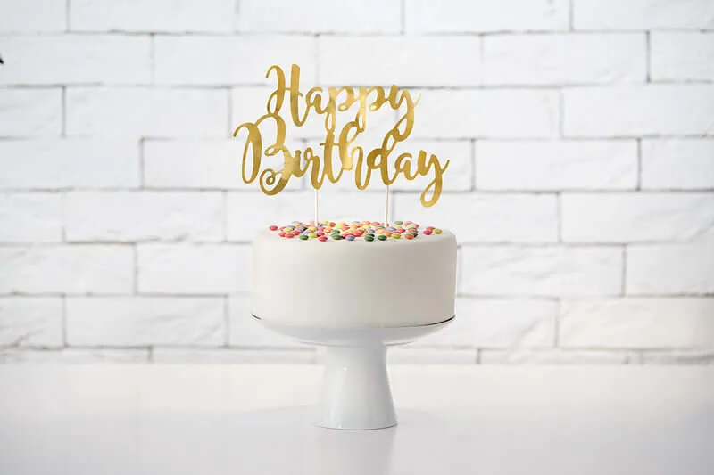 Caketopper "Happy Birthday" Gold Papier