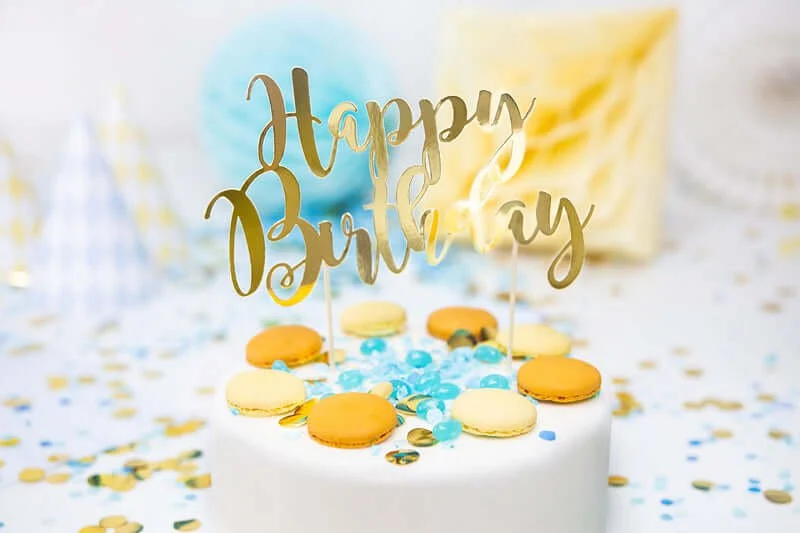 Caketopper "Happy Birthday" Gold Papier
