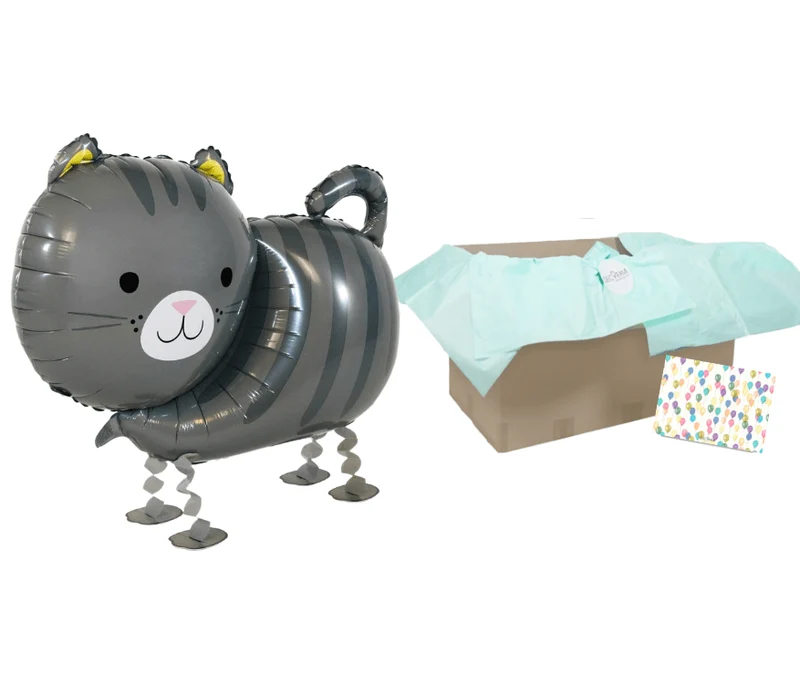 Heliumballon-Geschenk Airwalker Katze Grau
