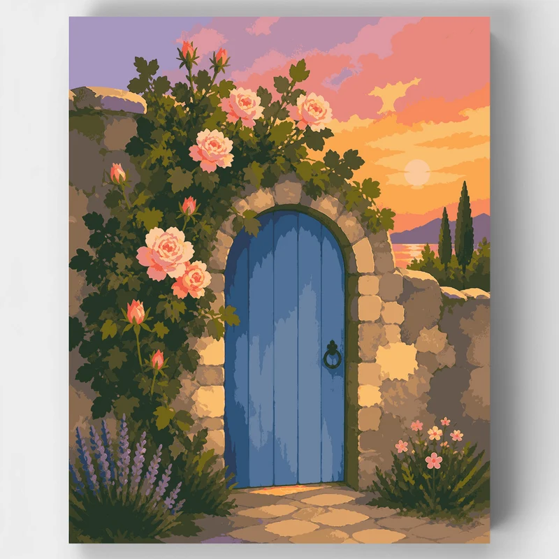 Rose-Covered Garden Gate - Paint by Numbers Kit