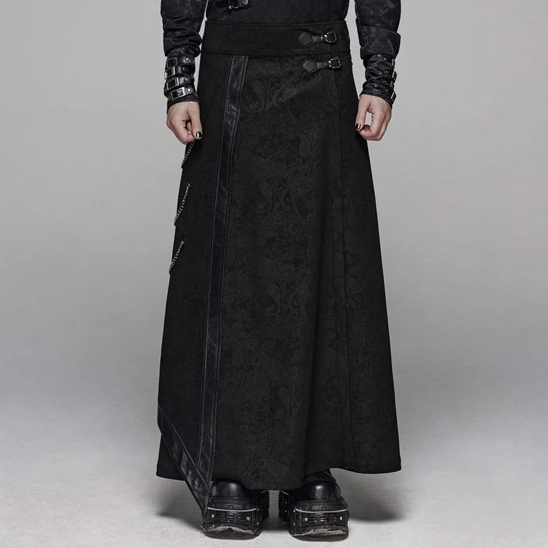 Herren-Maxi-Überrock mit Gothic-Blumenmuster und hoher Taille