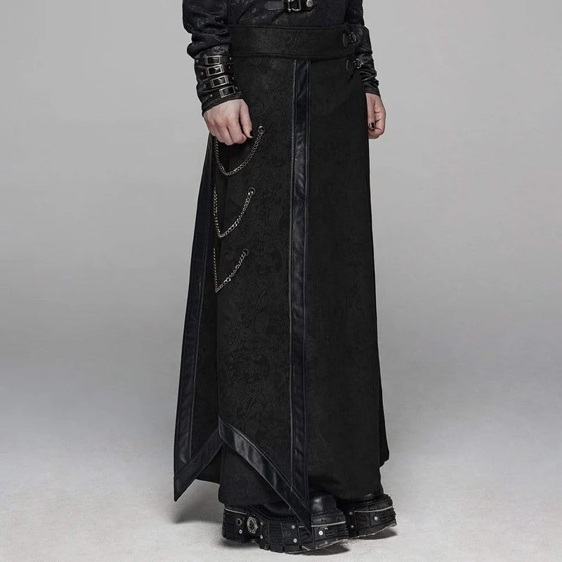 Herren-Maxi-Überrock mit Gothic-Blumenmuster und hoher Taille