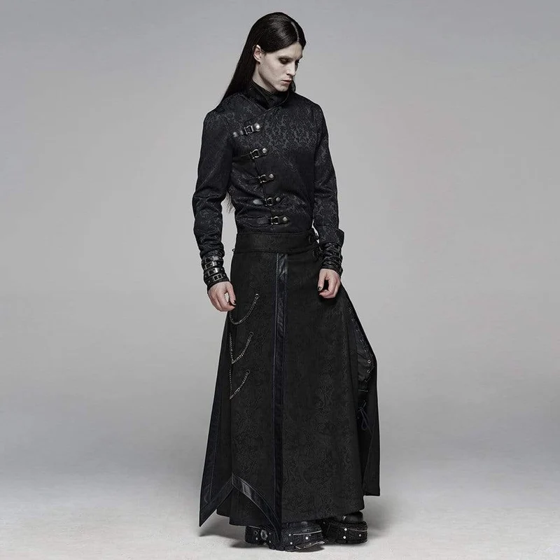 Herren-Maxi-Überrock mit Gothic-Blumenmuster und hoher Taille