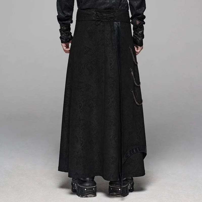 Herren-Maxi-Überrock mit Gothic-Blumenmuster und hoher Taille
