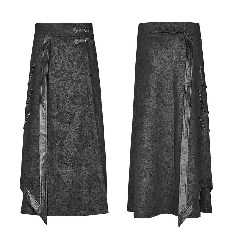 Herren-Maxi-Überrock mit Gothic-Blumenmuster und hoher Taille