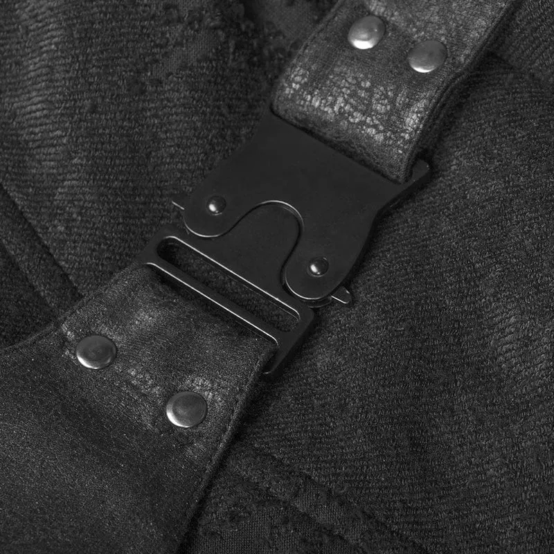 Damen-Langjacke aus Kunstleder mit Punk-Schnürung und Schnalle