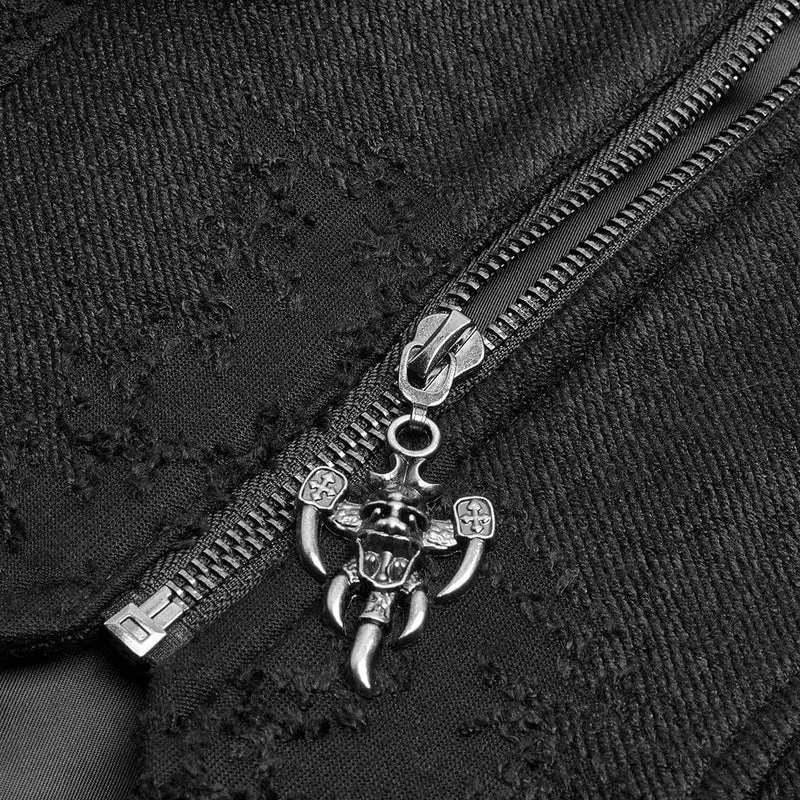 Damen-Langjacke aus Kunstleder mit Punk-Schnürung und Schnalle