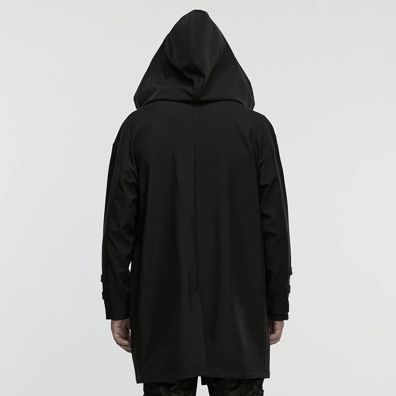 Herren Punk-Kapuzenjacke mit Ösen und Umlegekragen