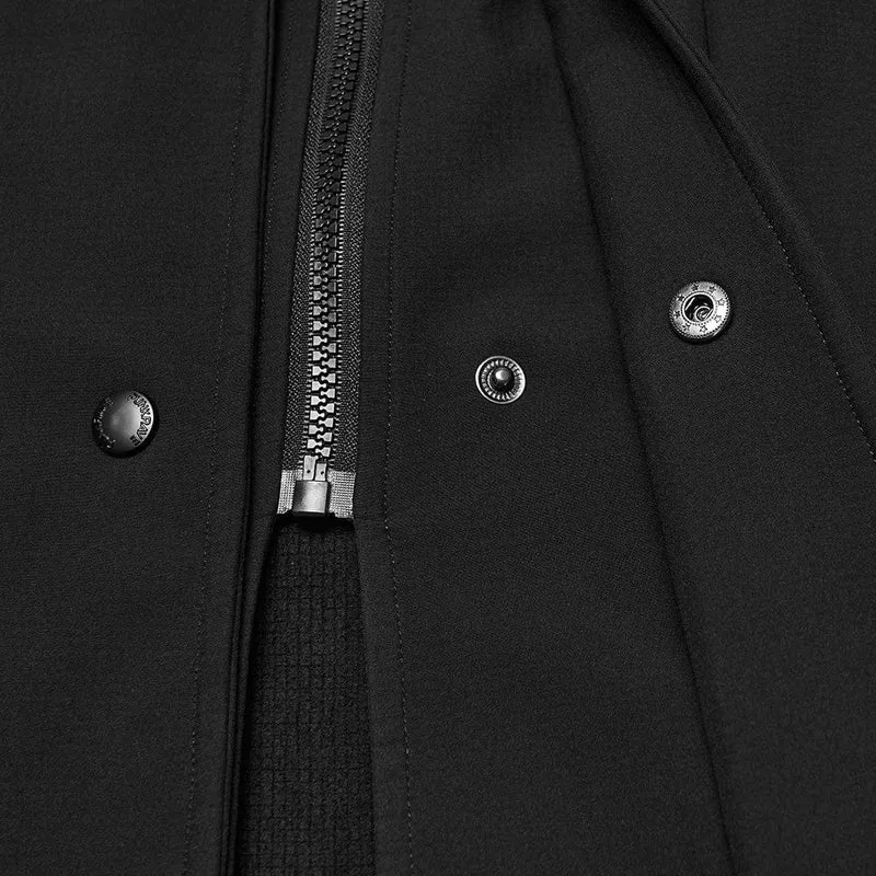 Herren Punk-Kapuzenjacke mit Ösen und Umlegekragen