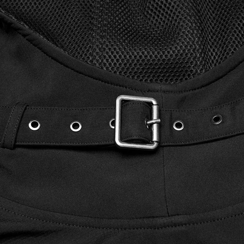 Punk-Umhang mit unregelmäßigem Schnallenriemen und Kapuze für Herren