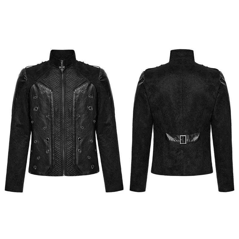 Herrenjacke mit Punk-Ösen und Reißverschluss und Stehkragen