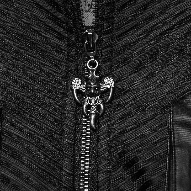 Herrenjacke mit Punk-Ösen und Reißverschluss und Stehkragen