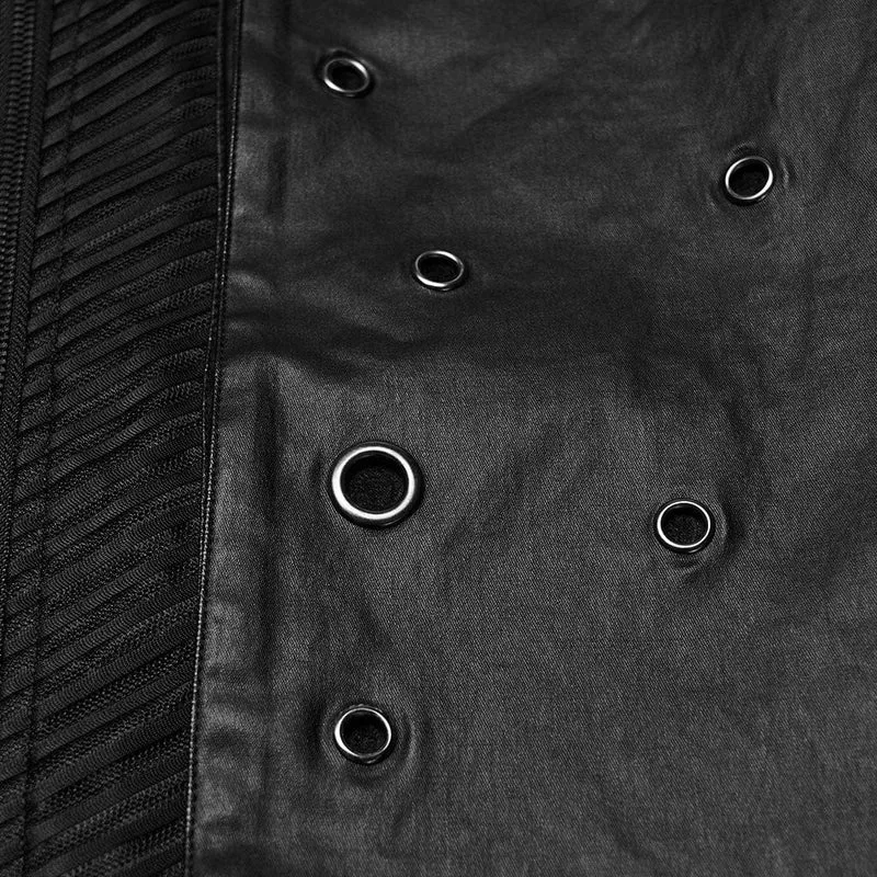 Herrenjacke mit Punk-Ösen und Reißverschluss und Stehkragen