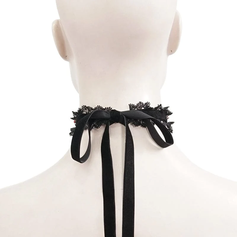 Gothic-Halskette mit Perlen und Spitzensaum für Damen
