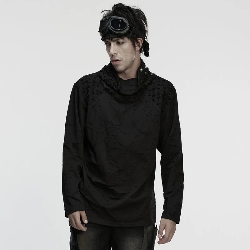 Herren Cyberpunk Rivet Ripped Loose T-Shirt