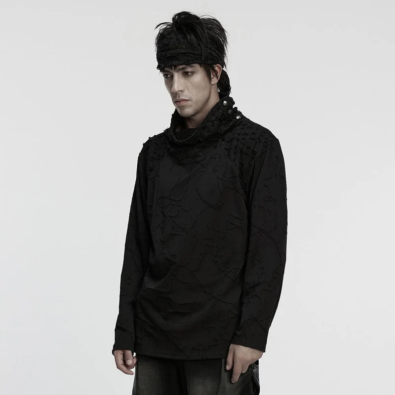 Herren Cyberpunk Rivet Ripped Loose T-Shirt