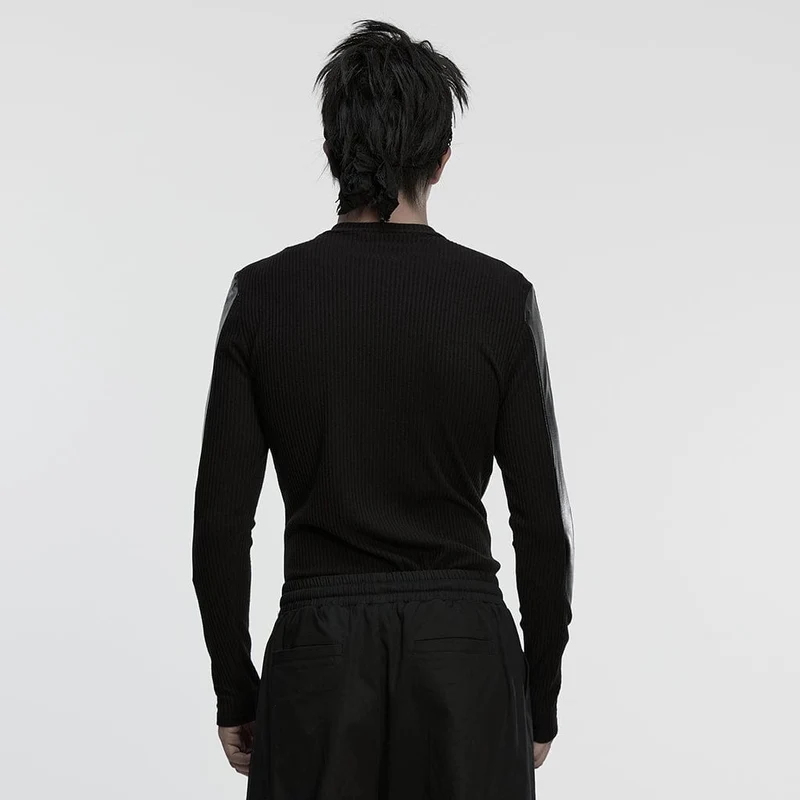 Herren Cyberpunk Eyelets Splice Langarm-T-Shirt