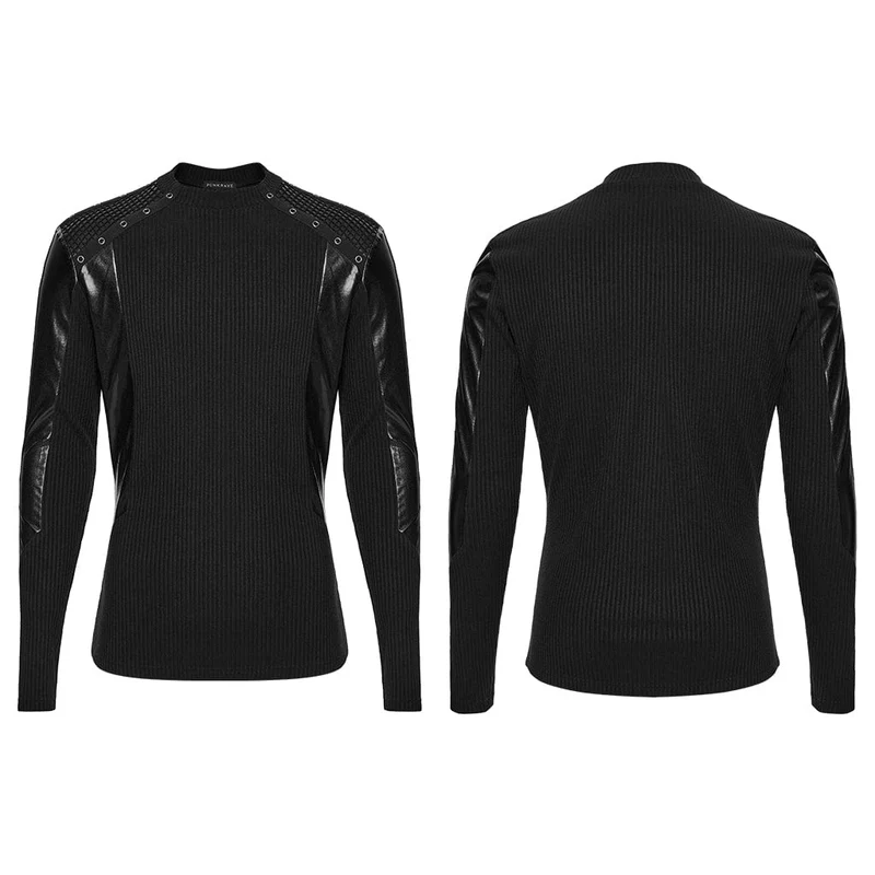 Herren Cyberpunk Eyelets Splice Langarm-T-Shirt