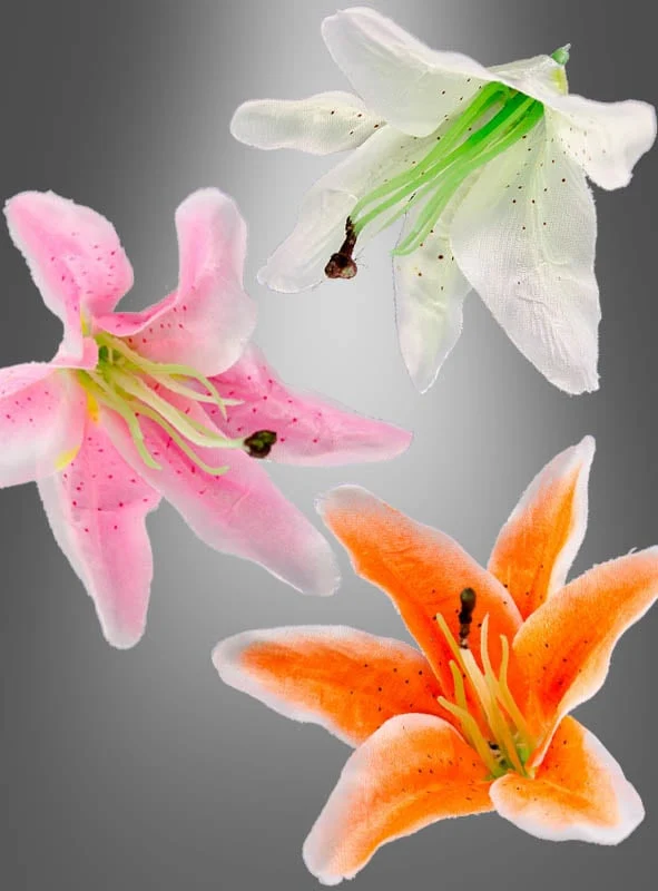 6er Pack künstliche Lilien Blumen Blüten 13cm