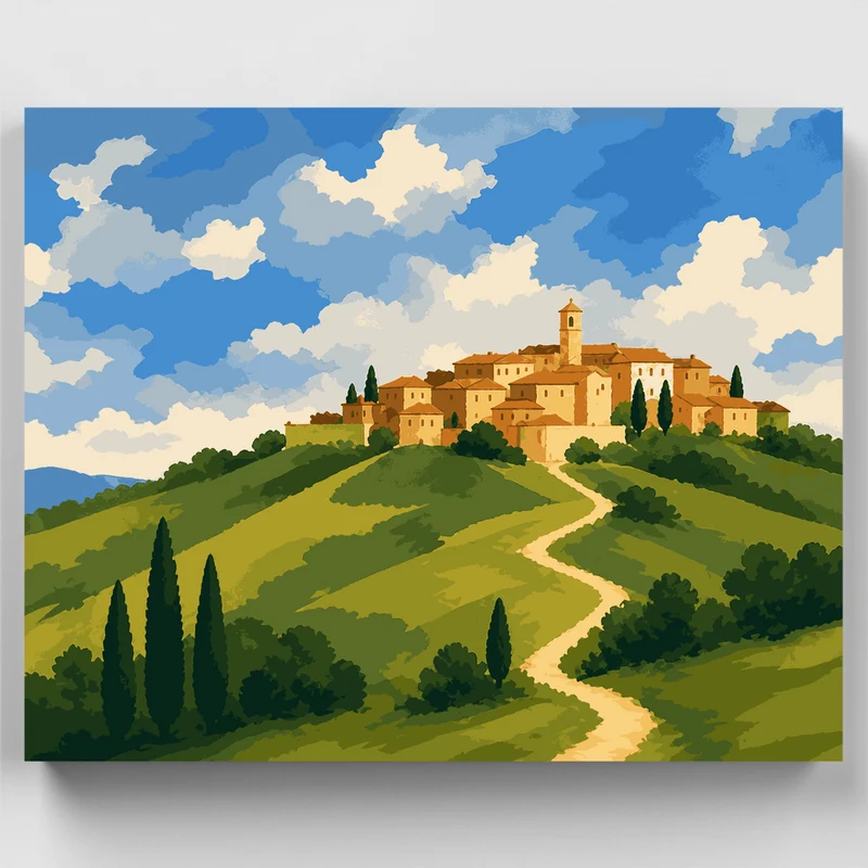 Tuscan Hilltop Village - Paint by Numbers Kit