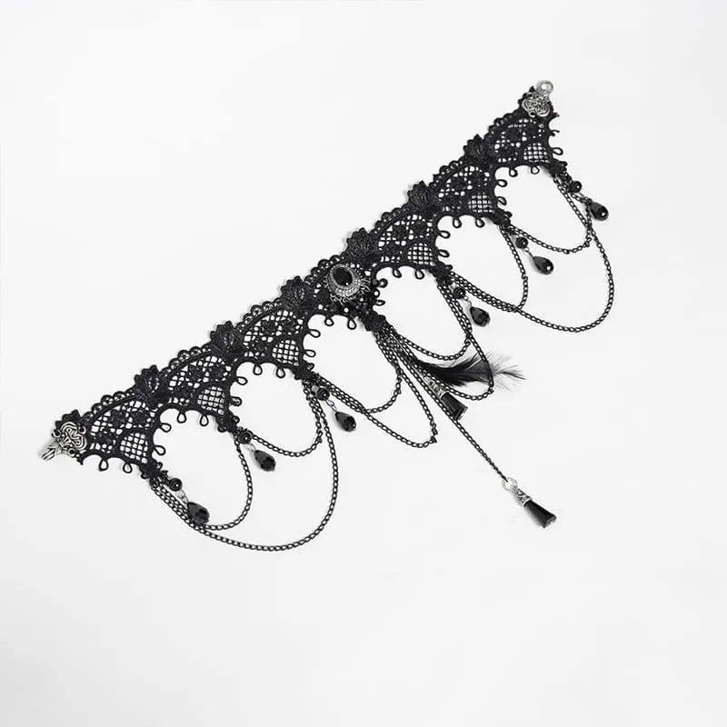 Damen Lace & Bead Goth Neck Stück Lace Choker
