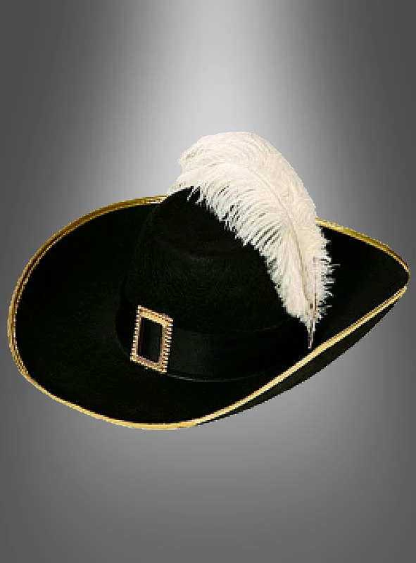 Deluxe Musketier Hut mit Federn