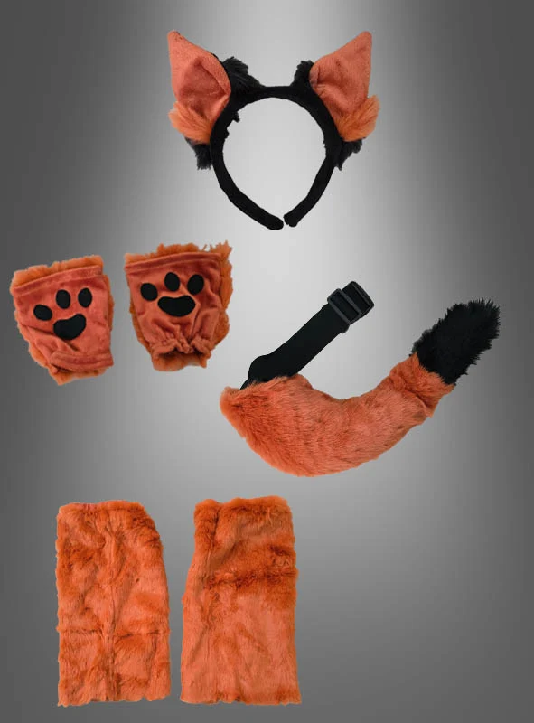 6-teiliges Tierkostüm Fuchs Set aus Plüsch