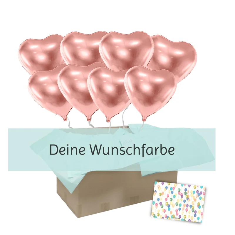Heliumballon-Geschenk XXL 8 Herzen Wunschfarbe