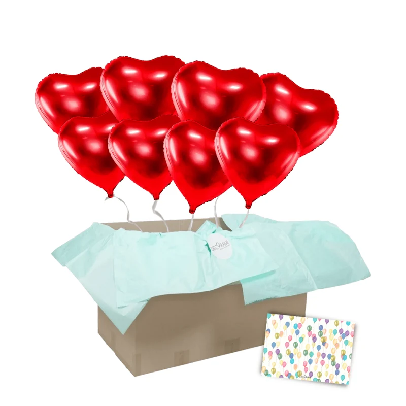 Heliumballon-Geschenk XXL 8 Herzen Wunschfarbe