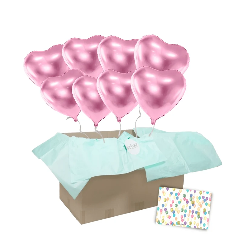 Heliumballon-Geschenk XXL 8 Herzen Wunschfarbe