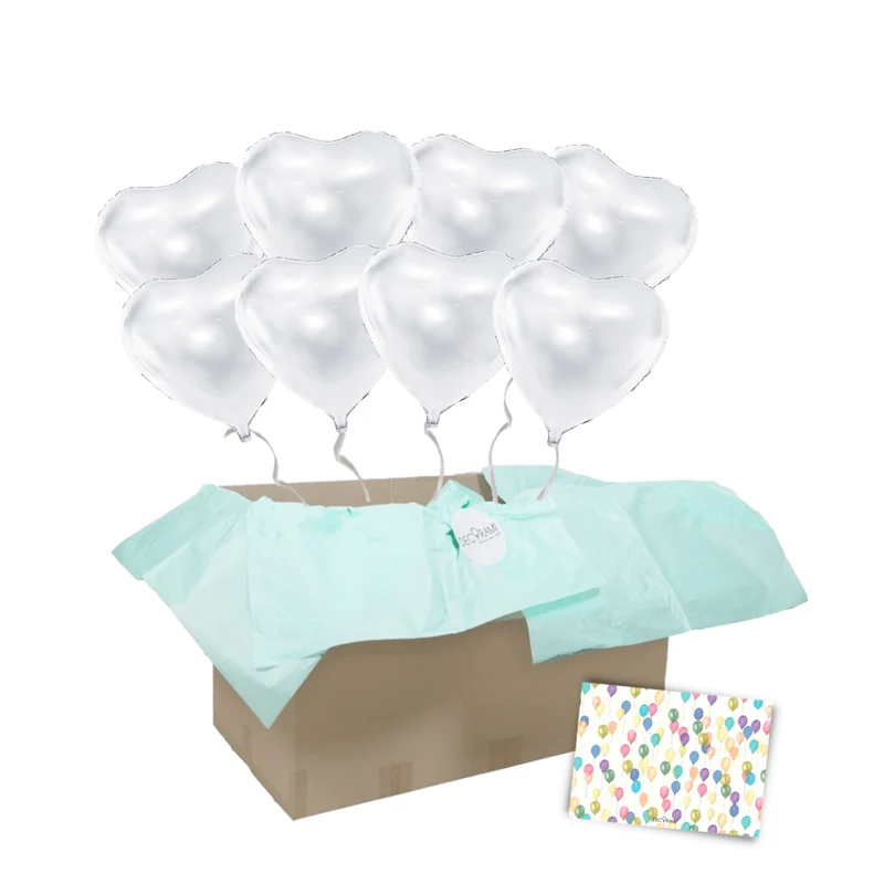 Heliumballon-Geschenk XXL 8 Herzen Wunschfarbe