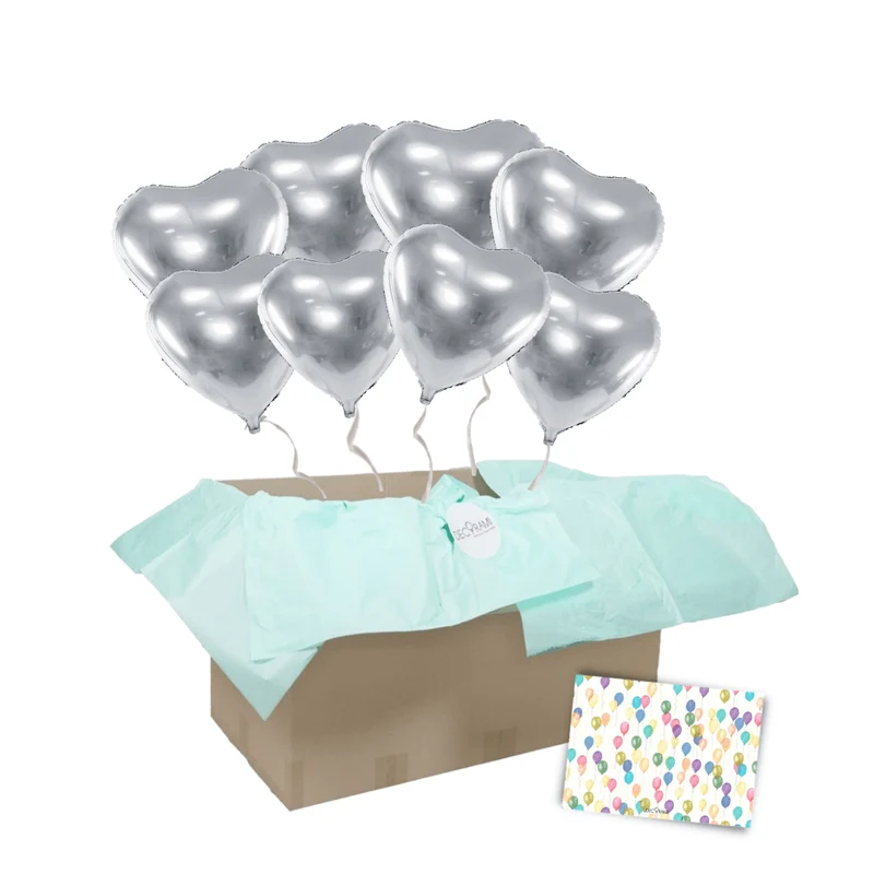 Heliumballon-Geschenk XXL 8 Herzen Wunschfarbe