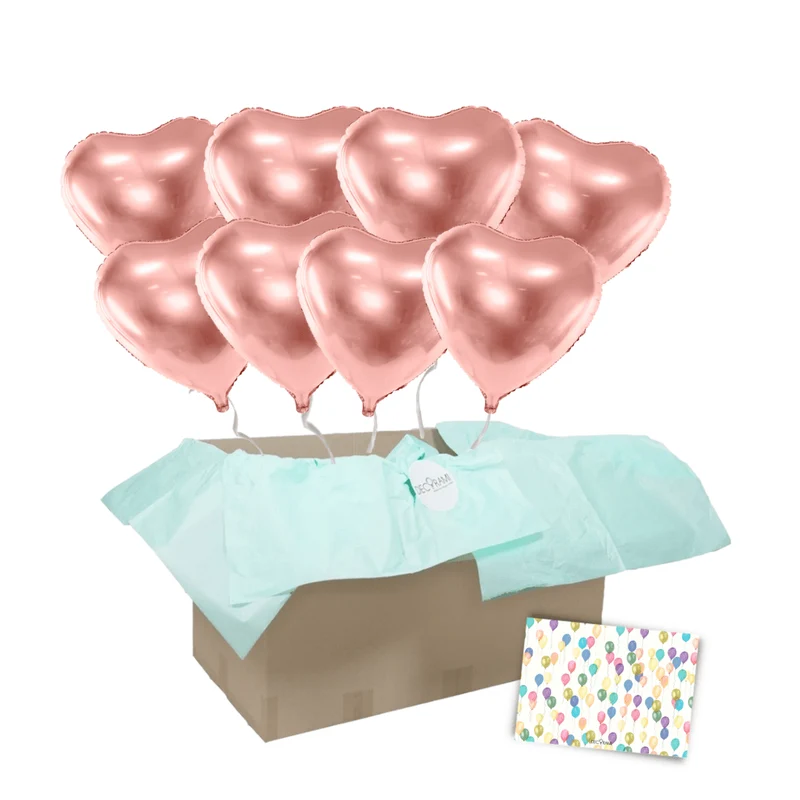 Heliumballon-Geschenk XXL 8 Herzen Wunschfarbe