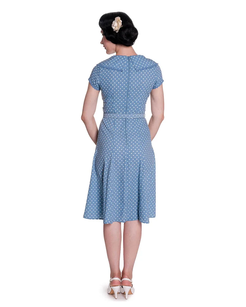 Hell Bunny Polka Dot Kleid blau