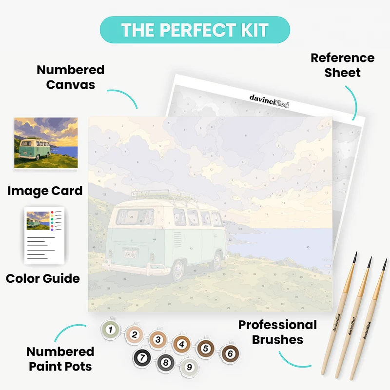 Seaside VW Bus - Paint by Numbers Kit