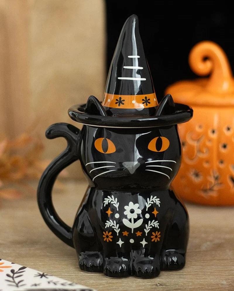 Frightful Folk – Becher mit Deckel „Schwarze Katze“ 19cm