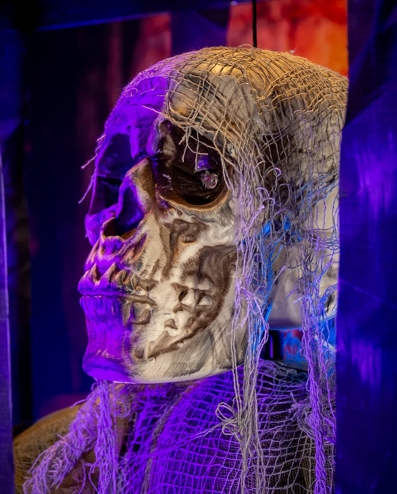 Schüttelnder Fetzenreaper im Käfig Halloween Animatronic 200cm