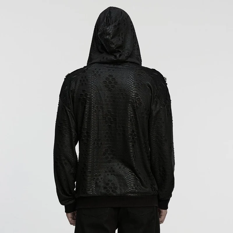 Herren Punk Eyelets Ripped Loose Hoodie