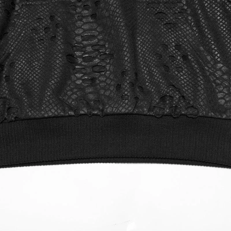Herren Punk Eyelets Ripped Loose Hoodie