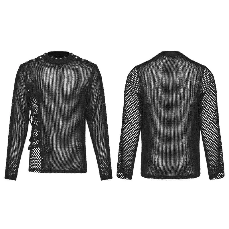 Herren Punk Eyelets Mesh T-Shirt